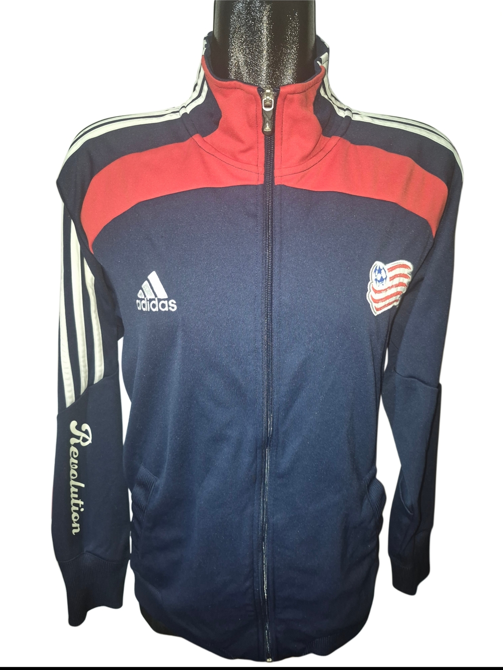 Vintage Adidas New England Revolution MLS Full-Zip Track Jacket In Navy Size M